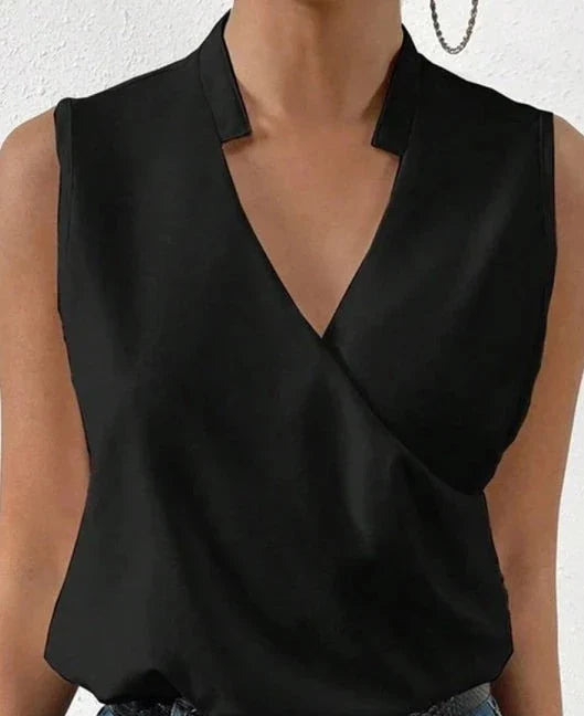 Elegantes ärmelloses Damen-Top mit Wickel-V-Ausschnitt
