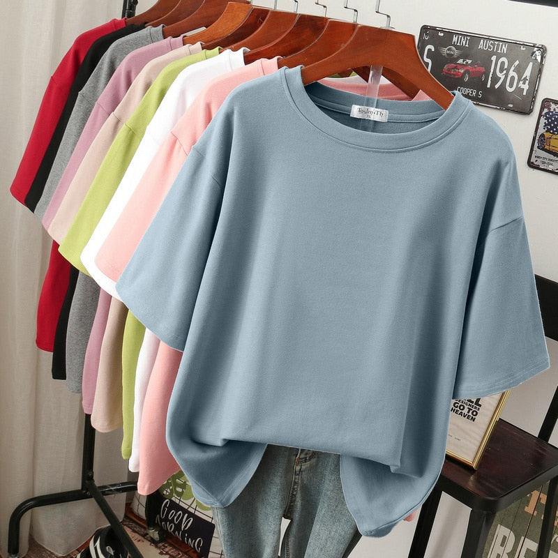 Kuscheliges Damen-T-Shirt aus Baumwolle in großen Größen