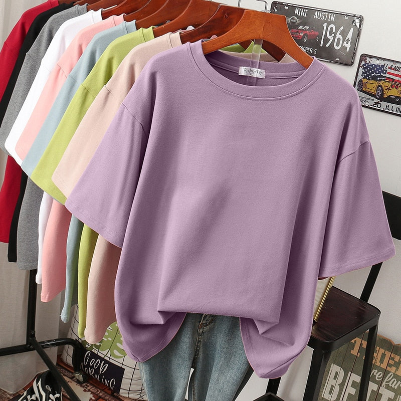 Kuscheliges Damen-T-Shirt aus Baumwolle in großen Größen