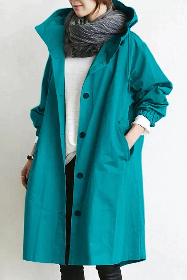 Damen-Trenchcoat mit Kapuze im lässigen Stil