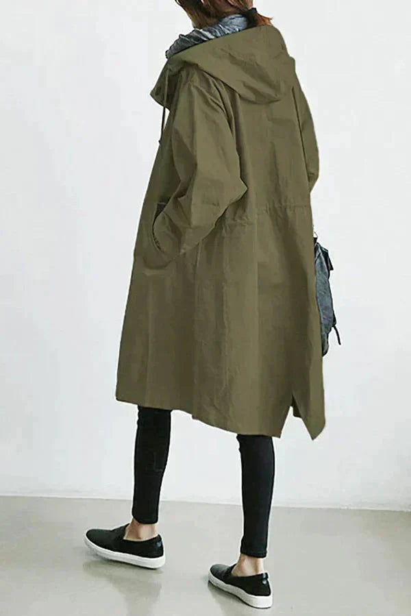 Damen-Trenchcoat mit Kapuze im lässigen Stil