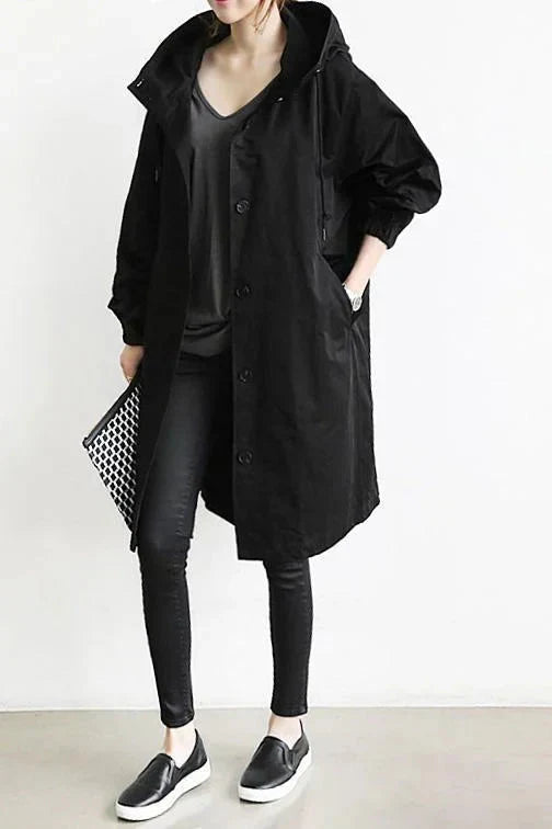 Damen-Trenchcoat mit Kapuze im lässigen Stil