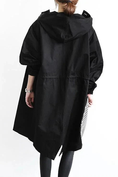 Damen-Trenchcoat mit Kapuze im lässigen Stil
