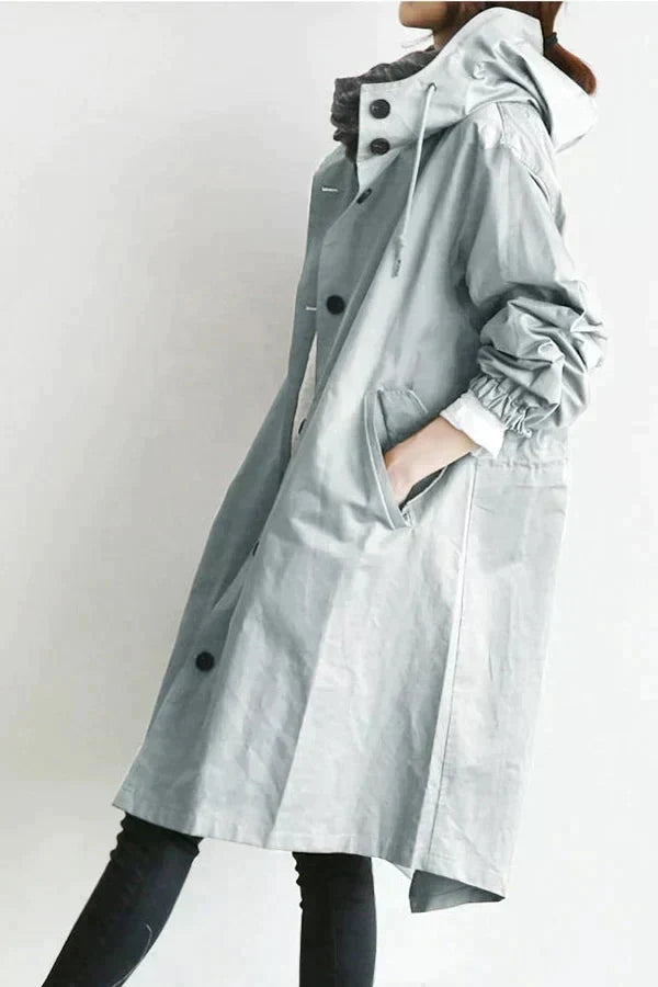 Damen-Trenchcoat mit Kapuze im lässigen Stil