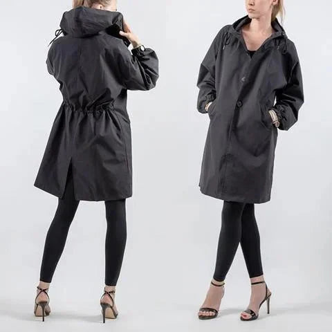 Damen-Trenchcoat mit Kapuze im lässigen Stil
