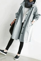 Damen-Trenchcoat mit Kapuze im lässigen Stil