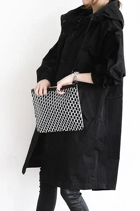 Damen-Trenchcoat mit Kapuze im lässigen Stil