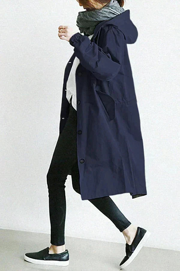 Damen-Trenchcoat mit Kapuze im lässigen Stil