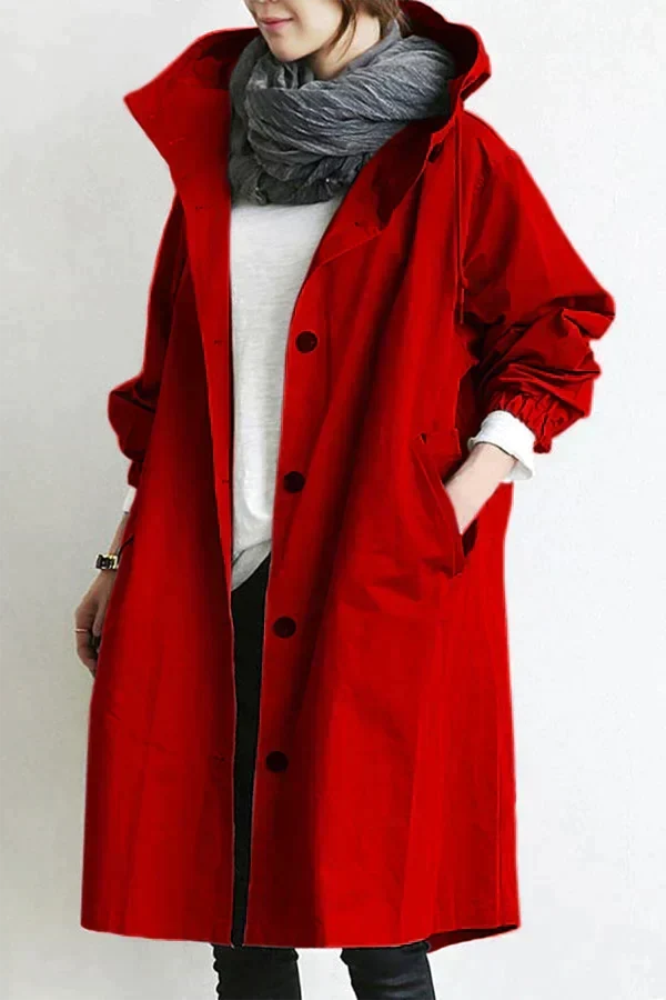 Damen-Trenchcoat mit Kapuze im lässigen Stil