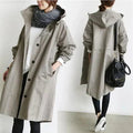 Damen-Trenchcoat mit Kapuze im lässigen Stil