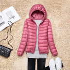 Ultraleichte, verstaubare Damen-Steppjacke mit Kapuze