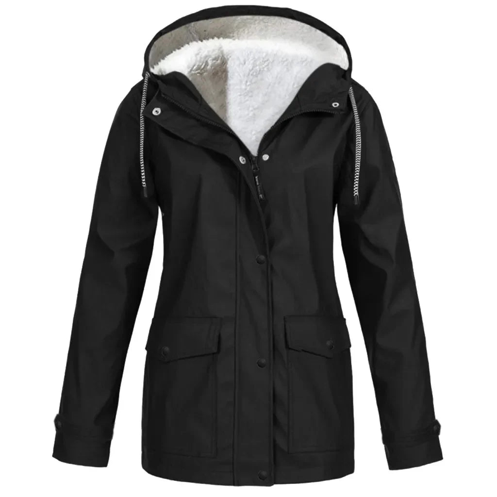 Wind- und wasserabweisende Damen-Outdoorjacke mit Fleecefutter