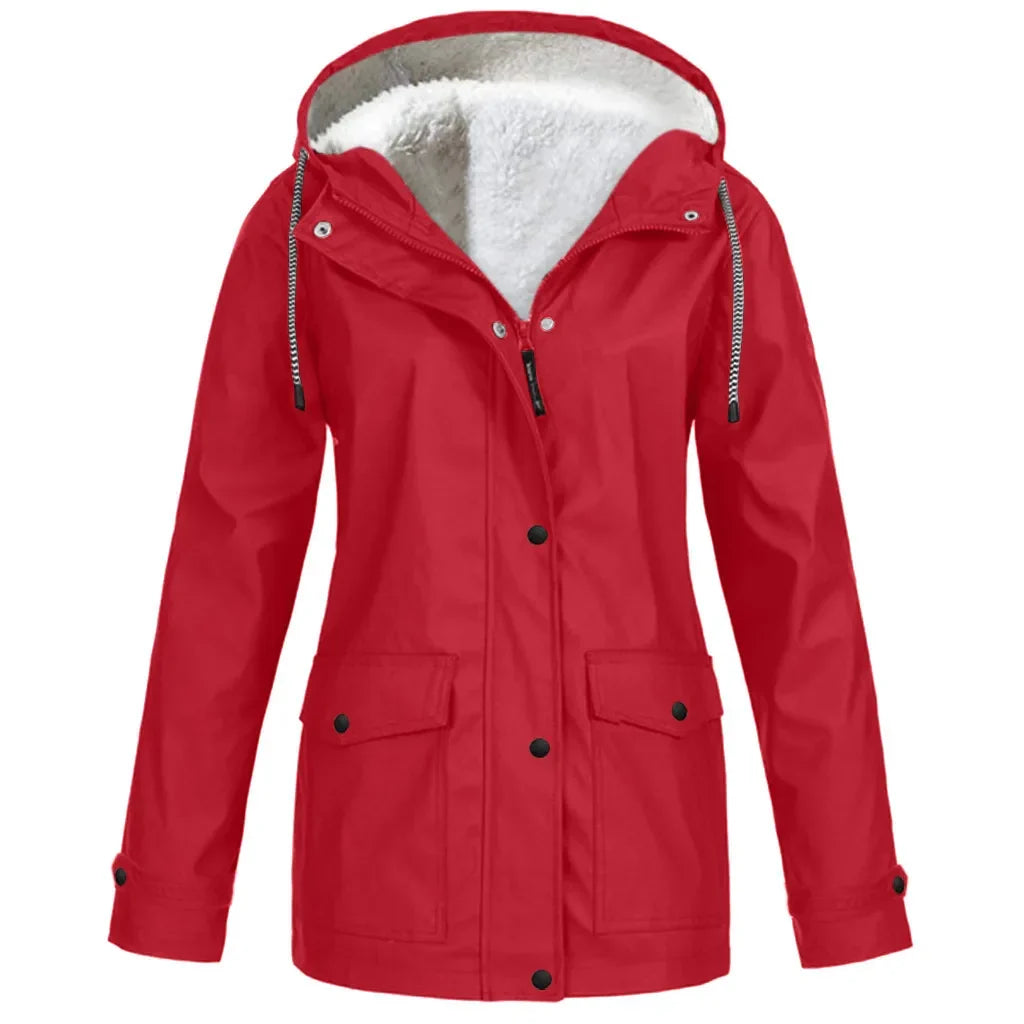 Wind- und wasserabweisende Damen-Outdoorjacke mit Fleecefutter