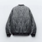 Locker geschnittene graue Damen-Steppjacke