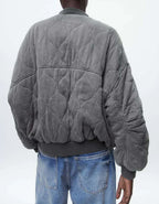 Locker geschnittene graue Damen-Steppjacke