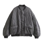 Locker geschnittene graue Damen-Steppjacke