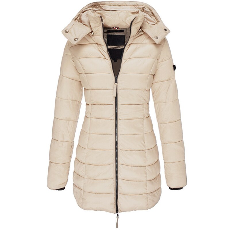 Gemütliche Damen-Winterjacke mit Kapuze und Reißverschluss