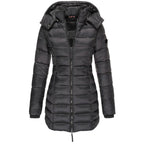 Gemütliche Damen-Winterjacke mit Kapuze und Reißverschluss