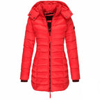 Gemütliche Damen-Winterjacke mit Kapuze und Reißverschluss