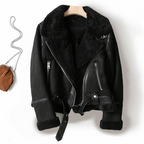Damen-Jacke in Wildleder-Optik mit Sherpa-Futter