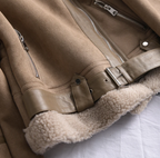 Damen-Jacke in Wildleder-Optik mit Sherpa-Futter