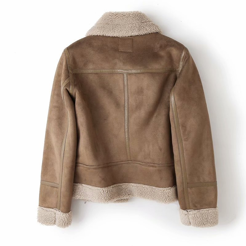 Damen-Jacke in Wildleder-Optik mit Sherpa-Futter
