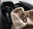 Damen-Jacke in Wildleder-Optik mit Sherpa-Futter