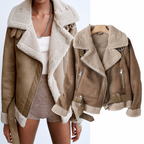 Damen-Jacke in Wildleder-Optik mit Sherpa-Futter