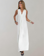 Damen-Maxikleid mit V-Ausschnitt