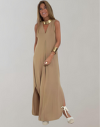 Damen-Maxikleid mit V-Ausschnitt