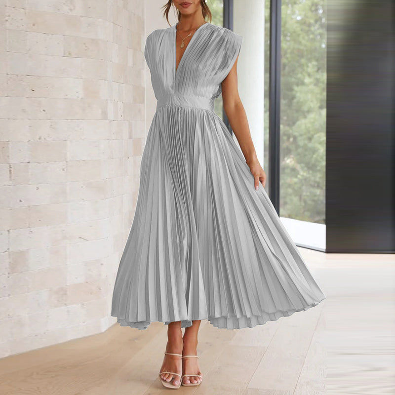 Damen-Midikleid mit V-Ausschnitt und verstellbarer Rückenbindung