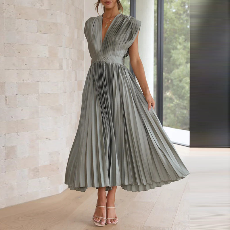 Damen-Midikleid mit V-Ausschnitt und verstellbarer Rückenbindung