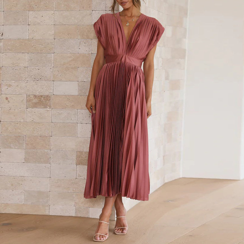Damen-Midikleid mit V-Ausschnitt und verstellbarer Rückenbindung
