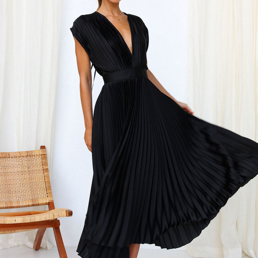 Damen-Midikleid mit V-Ausschnitt und verstellbarer Rückenbindung