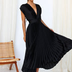 Damen-Midikleid mit V-Ausschnitt und verstellbarer Rückenbindung