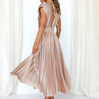 Damen-Midikleid mit V-Ausschnitt und verstellbarer Rückenbindung