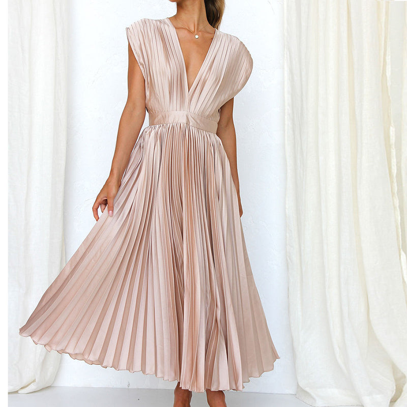 Damen-Midikleid mit V-Ausschnitt und verstellbarer Rückenbindung