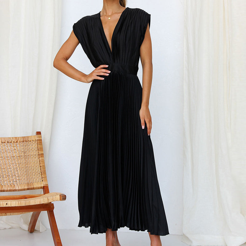 Damen-Midikleid mit V-Ausschnitt und verstellbarer Rückenbindung