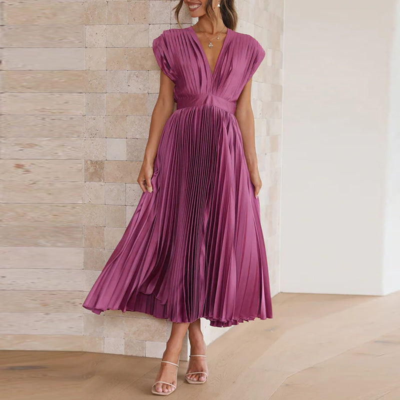 Damen-Midikleid mit V-Ausschnitt und verstellbarer Rückenbindung