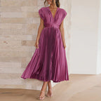 Damen-Midikleid mit V-Ausschnitt und verstellbarer Rückenbindung