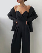 Damen-Overall mit Trägern und weitem Bein