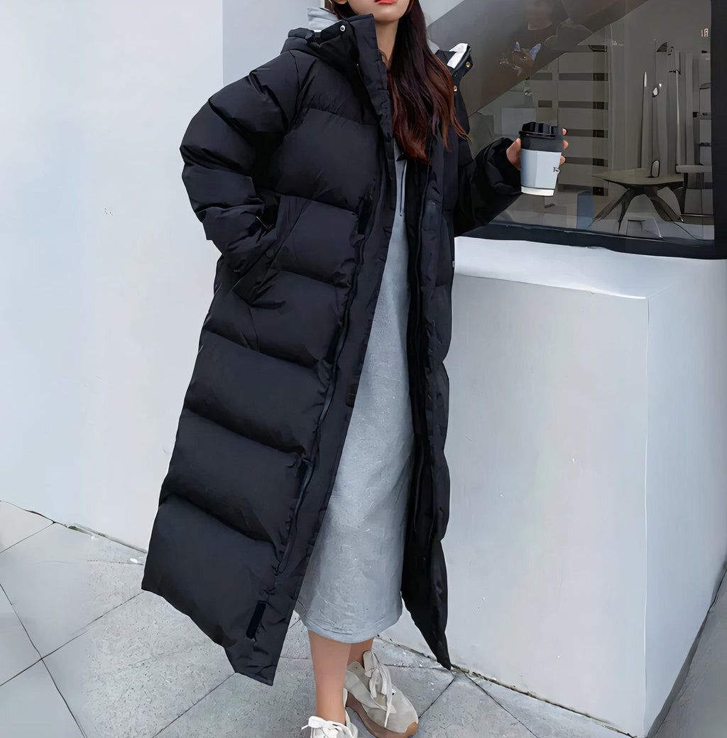Langer Damen-Winterparka mit Kapuze