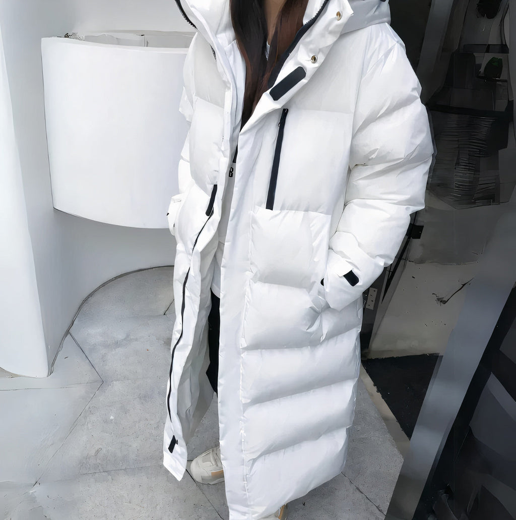 Langer Damen-Winterparka mit Kapuze