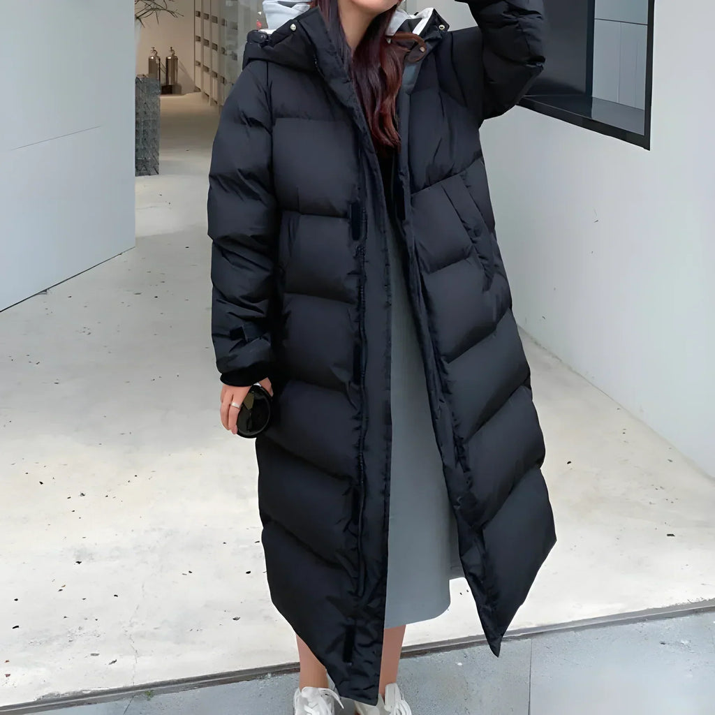 Langer Damen-Winterparka mit Kapuze