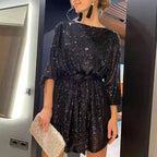 Lockeres Damen-Mini-Partykleid mit Pailletten