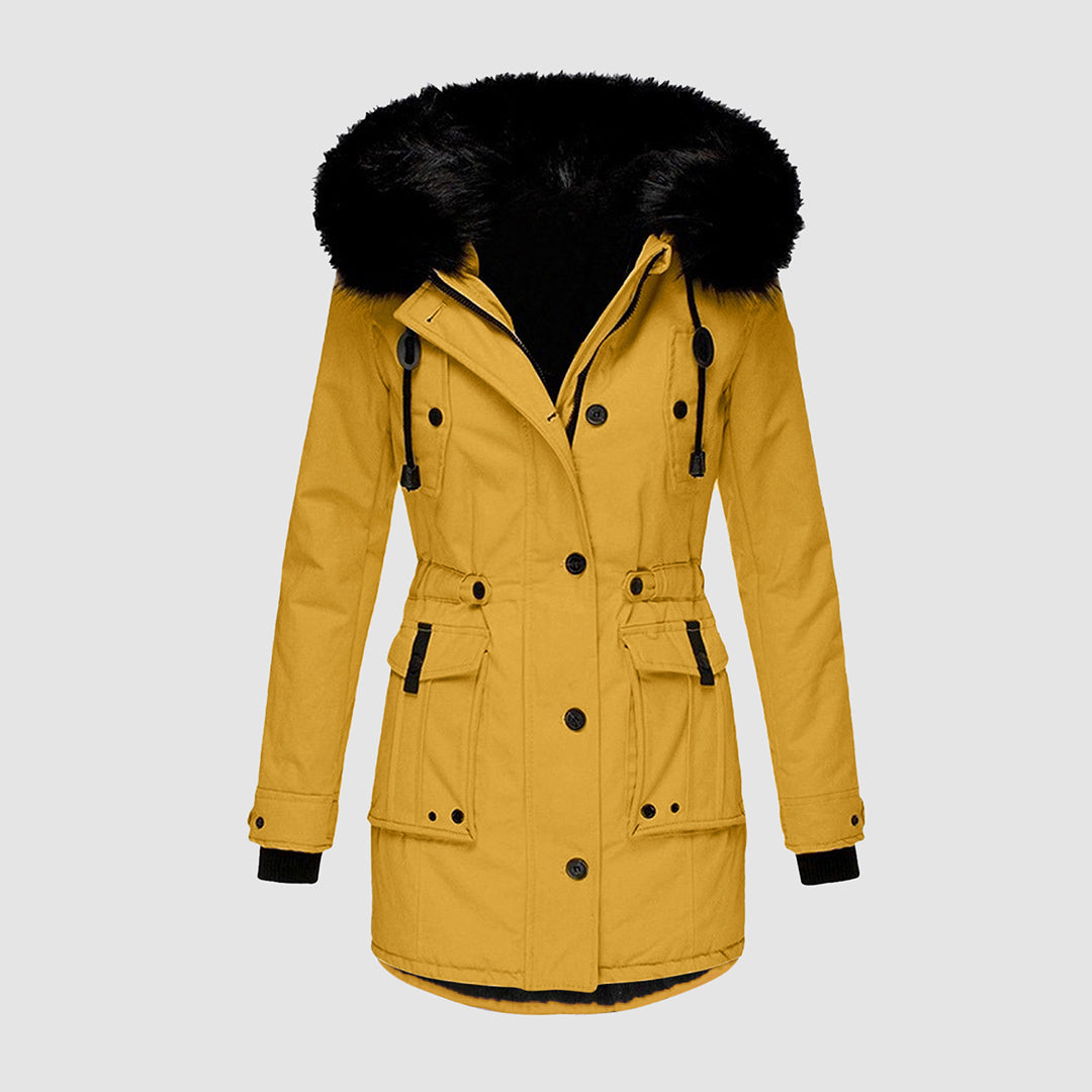 Wasserabweisende gesteppte Damen-Winterjacke mit Kapuze
