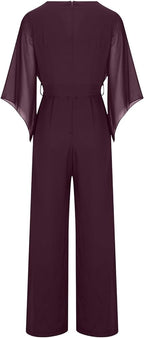 Damen-Jumpsuit mit weitem Bein, asymmetrischen Ärmeln und Schnürung