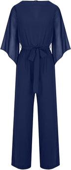Damen-Jumpsuit mit weitem Bein, asymmetrischen Ärmeln und Schnürung
