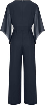 Damen-Jumpsuit mit weitem Bein, asymmetrischen Ärmeln und Schnürung