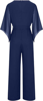 Damen-Jumpsuit mit weitem Bein, asymmetrischen Ärmeln und Schnürung